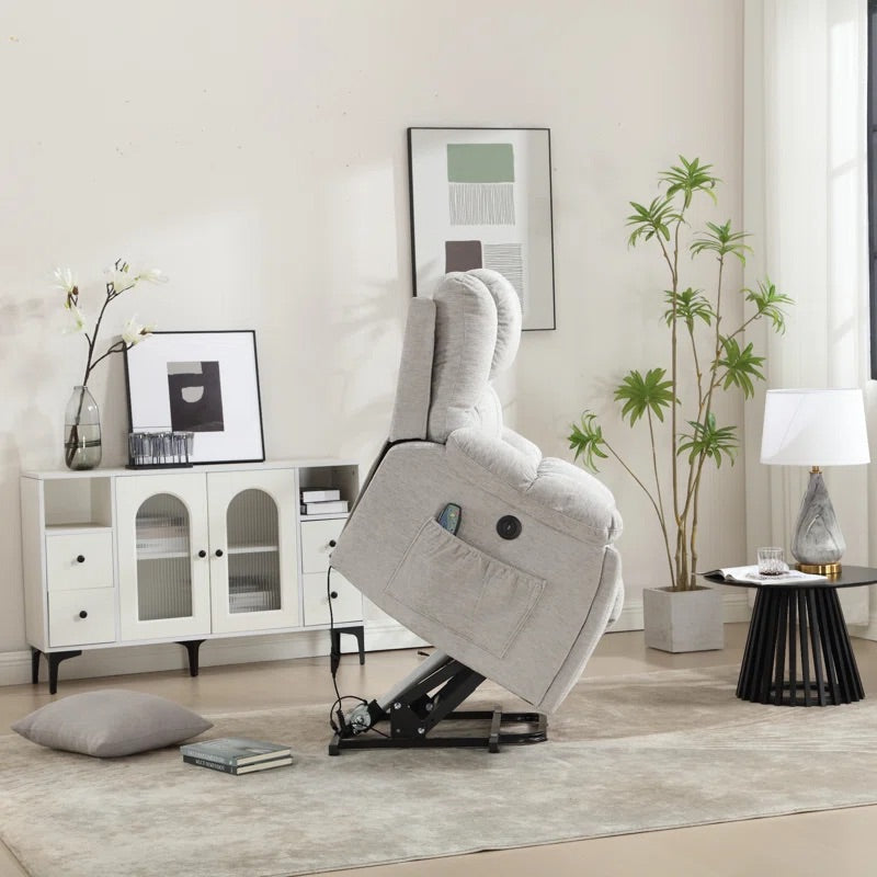 Light Gray Power Lift Massage and Heating Recliner
