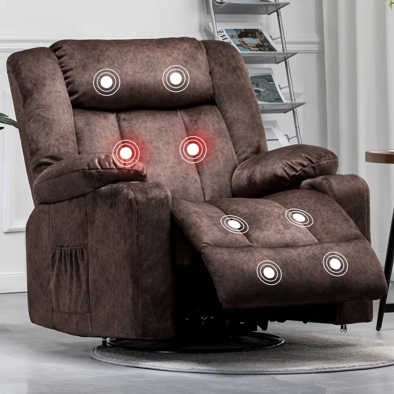 Massage Heated Rocking Recliner with Cup Holders