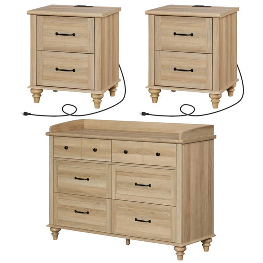 3 pc Dresser and Nightstand Bedroom-Set