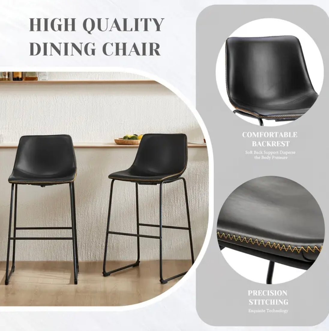 Faux Leather High Back Bar Chairs