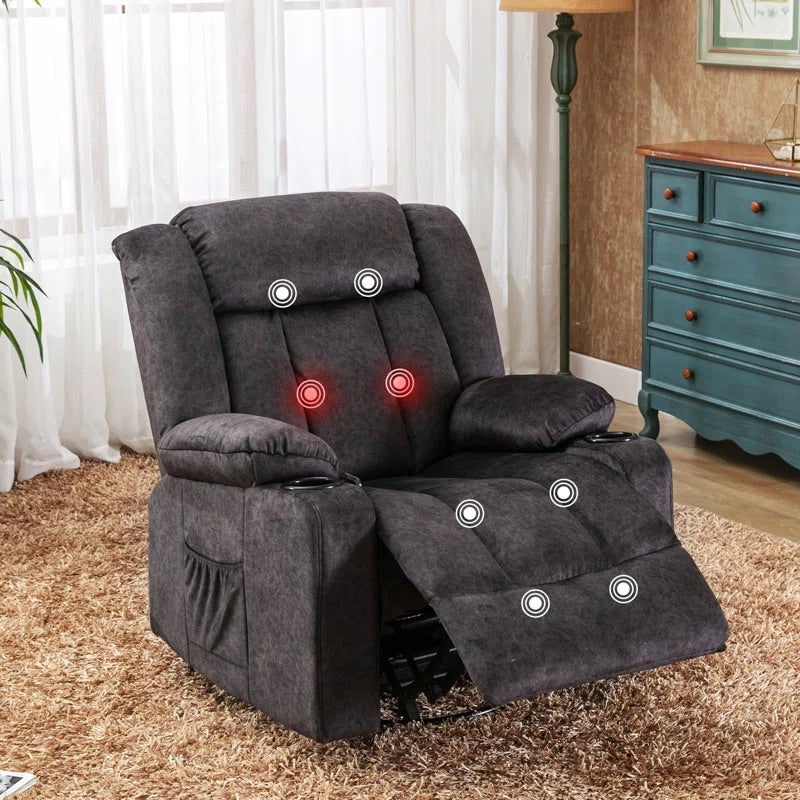 Massage Heated Rocking Recliner with Cup Holders