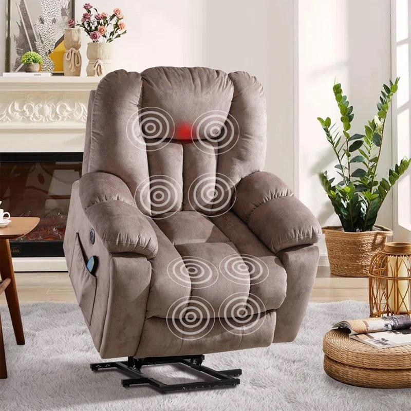 Power Lift Chair Heated Massage Electric Recliner with Super Soft Padding