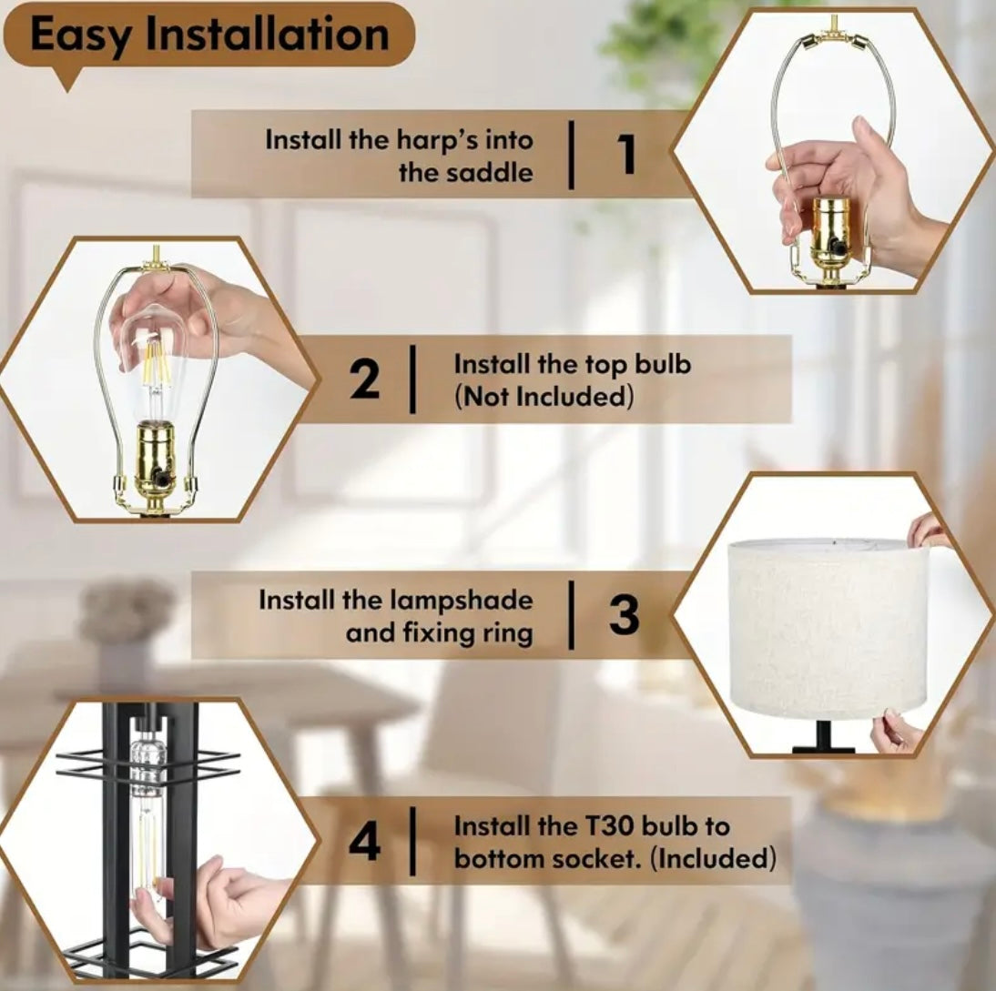 Farmhouse Table Lamps With USB Ports - Set of 2