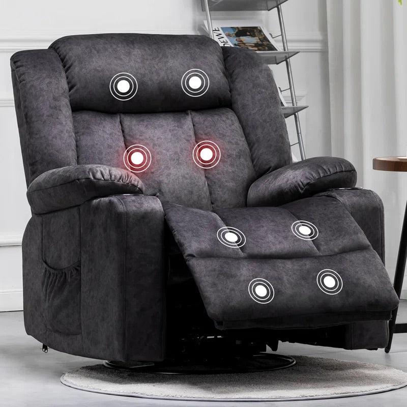Massage Heated Rocking Recliner with Cup Holders