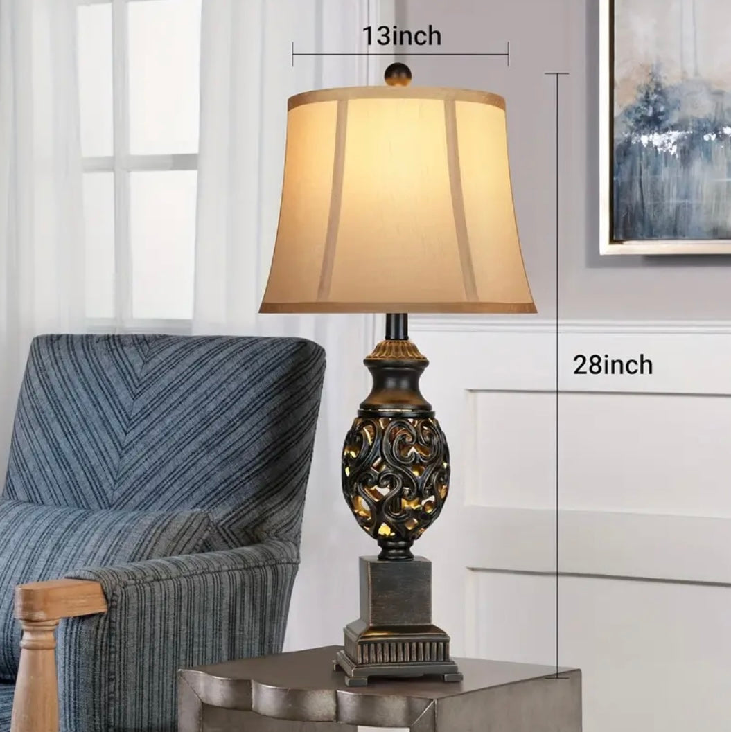 Vintage Bronze Nightstand Lamps - Set of 2