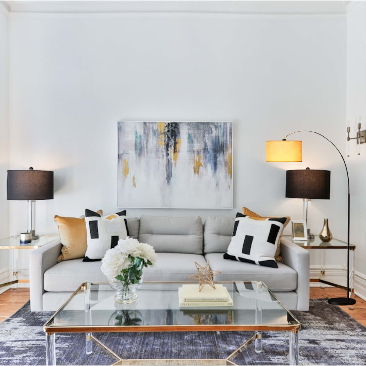 Black Arched Lamp w/ Remote Control