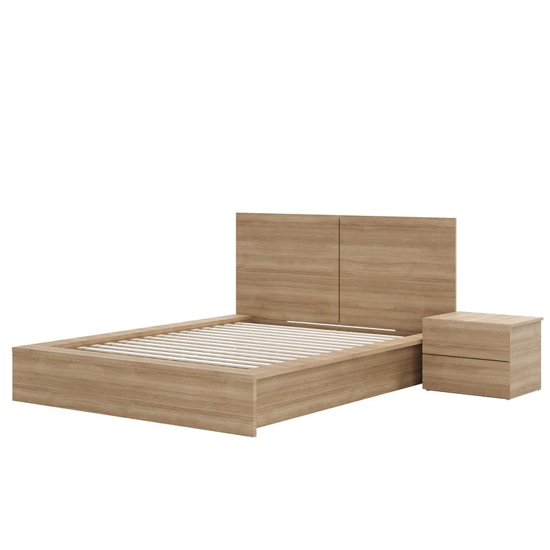 3 Piece Bedroom Wood Set with Bed, Headboard, and Nightstand