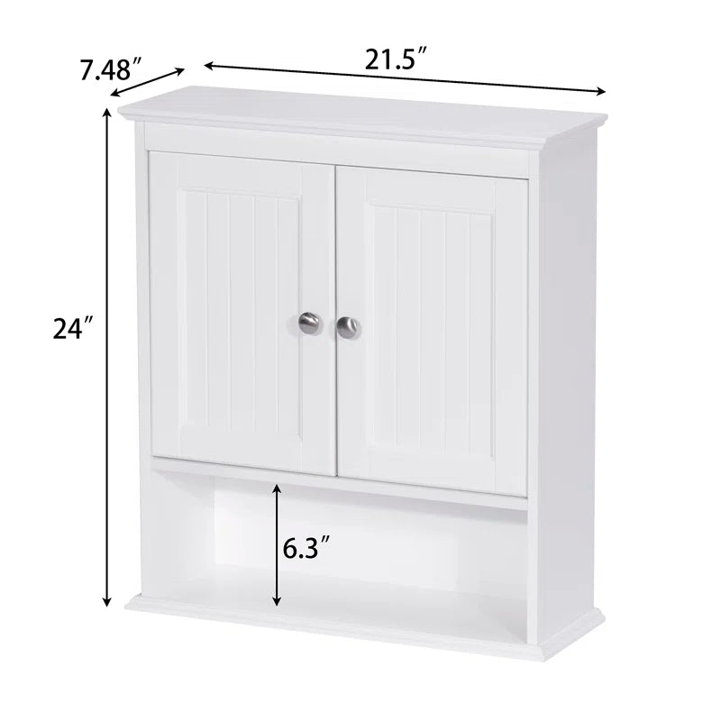 White Two Door Bathroom Wall Cabinet