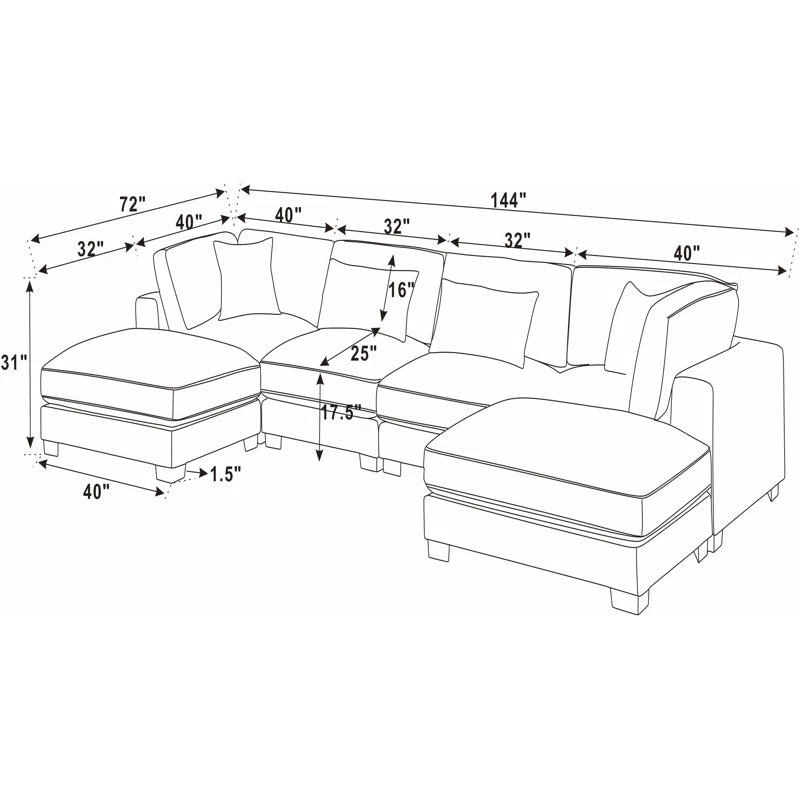 Dark Green 6pc Home Collection Sectional