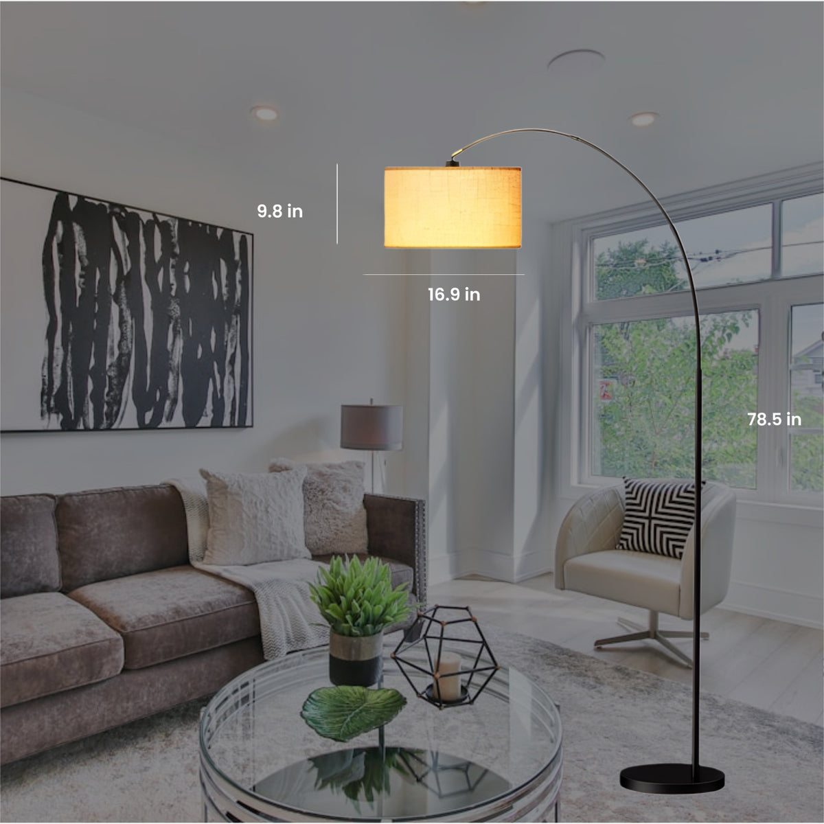 Black Arched Lamp w/ Remote Control
